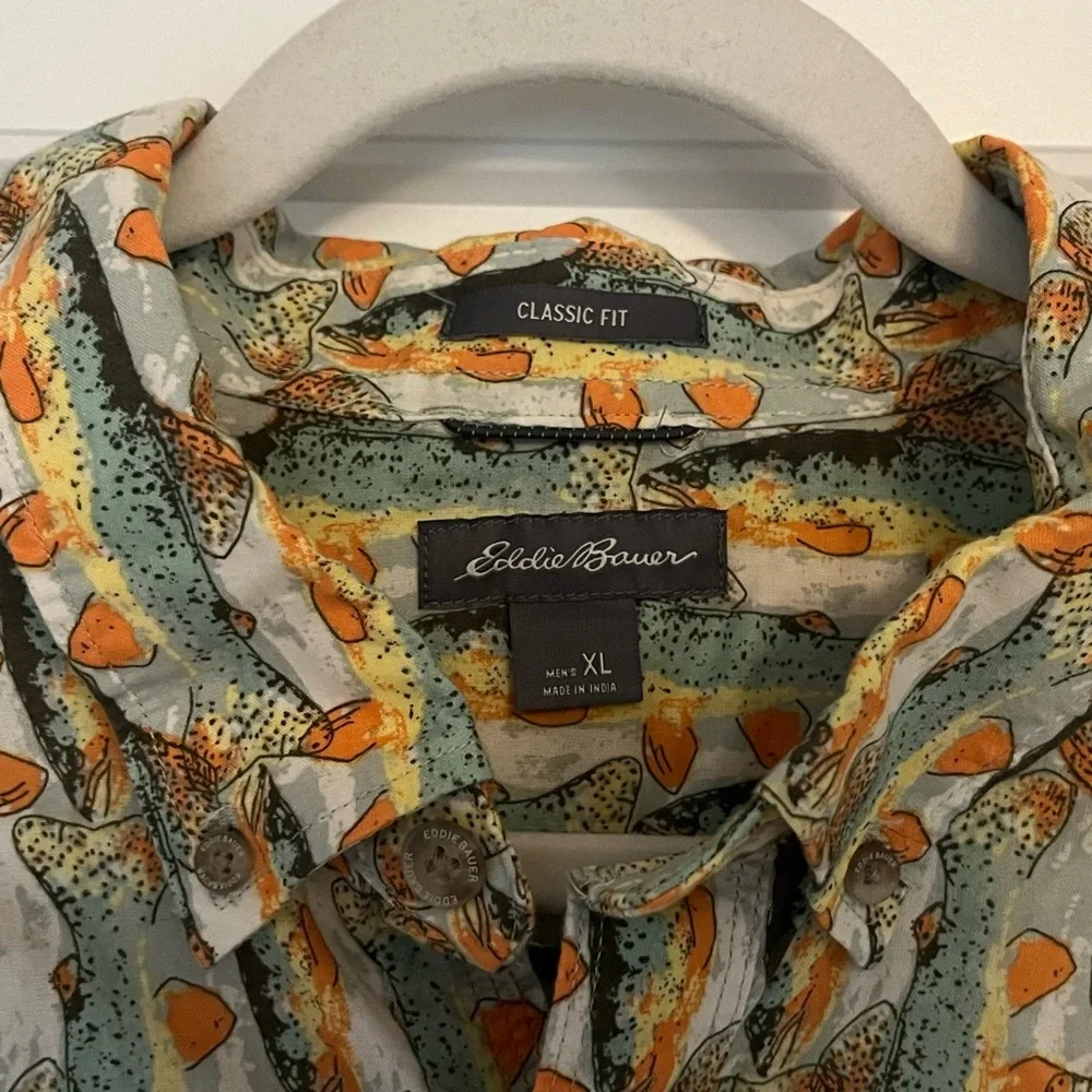 SALE Eddie Bauer Men’s Fish Button Down Shirt | XL